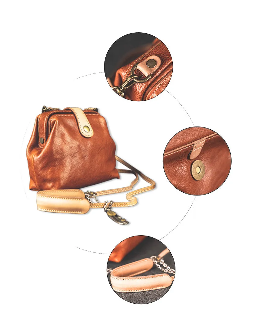 YAAGLE Women Vintage Tanned Leather magnetic button Shoulder Bags YG91