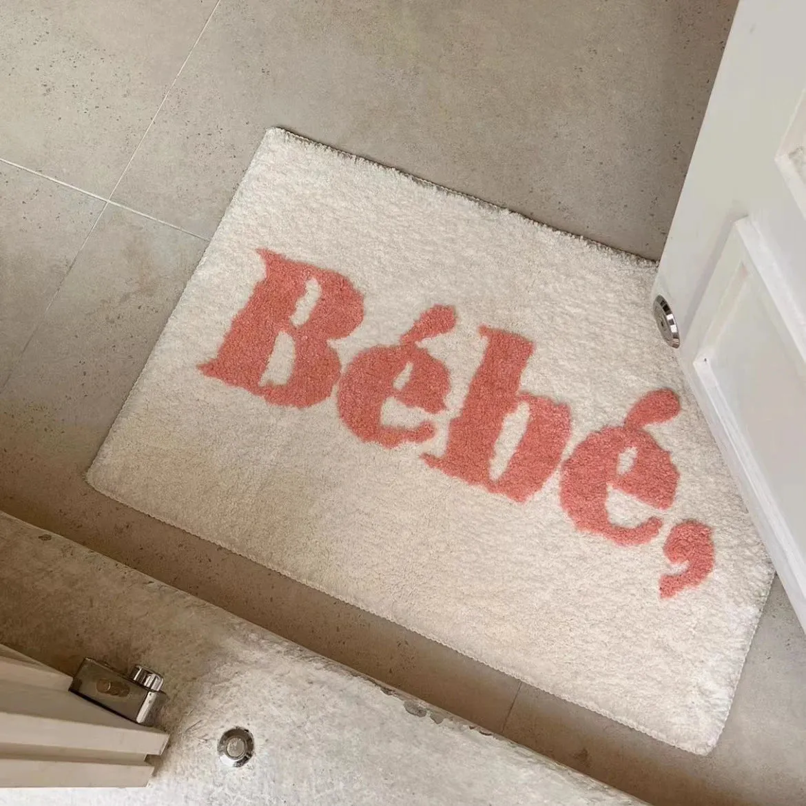 Yeknu Korean Style Tufting Letters Bathroom Mat Soft French Carpet Bedroom Rug Floor Pad Doormat Aesthetic Home Decor 45x65cm