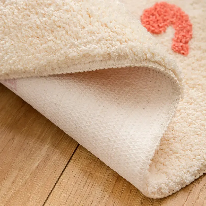 Yeknu Korean Style Tufting Letters Bathroom Mat Soft French Carpet Bedroom Rug Floor Pad Doormat Aesthetic Home Decor 45x65cm