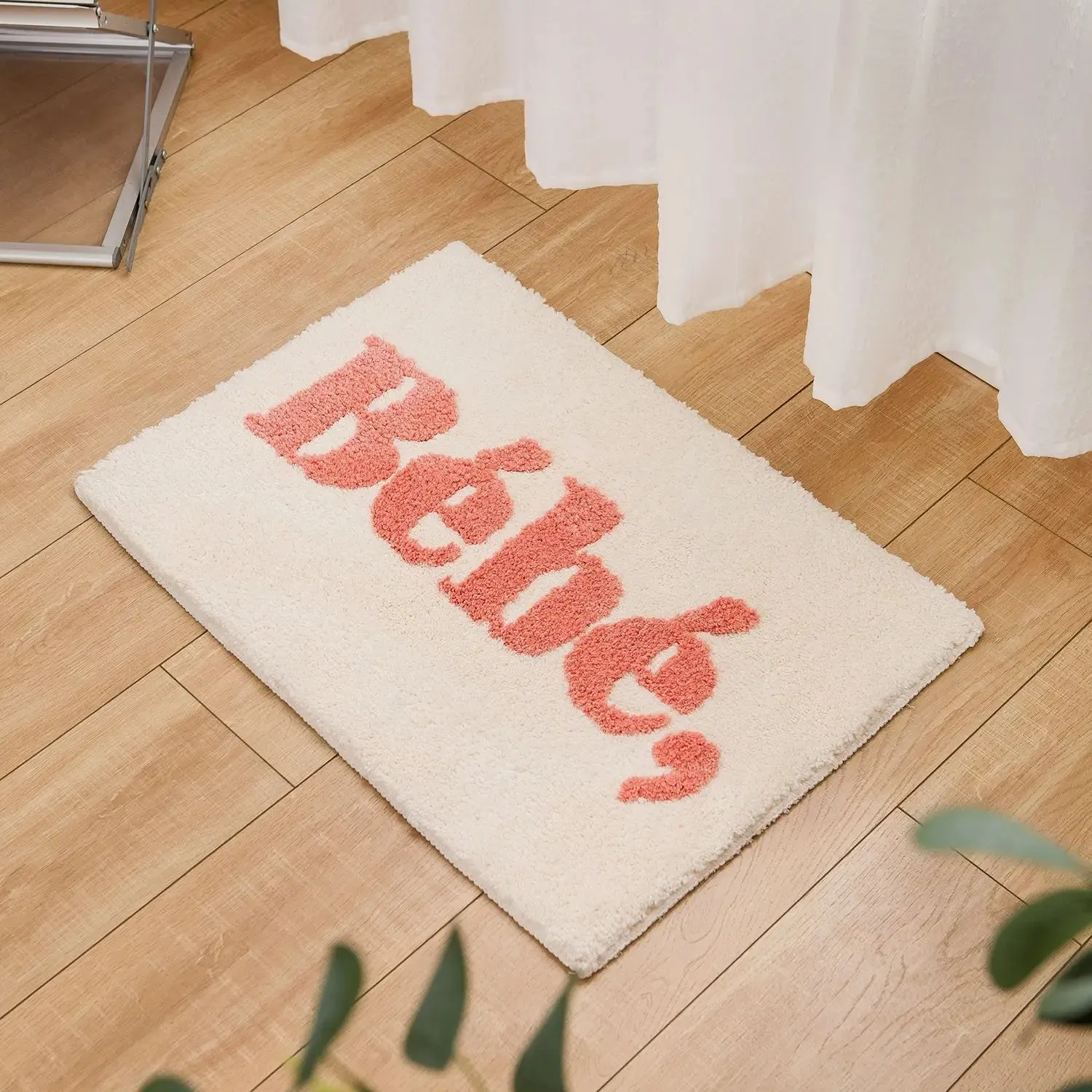 Yeknu Korean Style Tufting Letters Bathroom Mat Soft French Carpet Bedroom Rug Floor Pad Doormat Aesthetic Home Decor 45x65cm