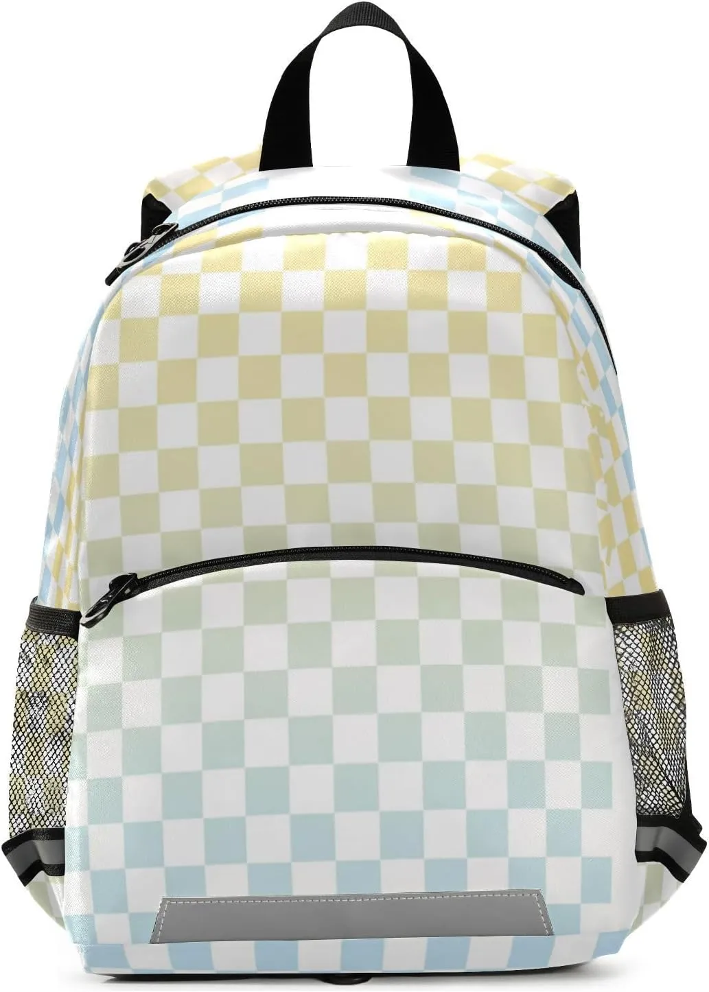 Yellow-blue Gradient Checkerboard big kid backpacks drawstring bookbags for elementary mochilas para ni?os de 5 a?os