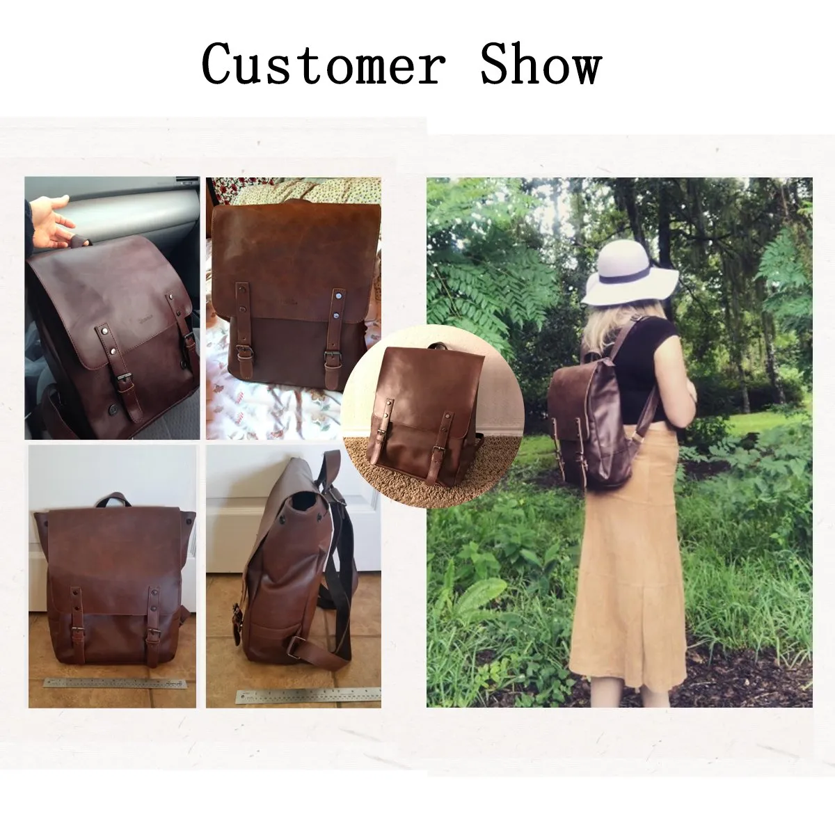 Zebella Vintage Faux Leather Backpack for Women Mens Vegan Leather Back Pack Travel Daypack College Bookbag-Coffee