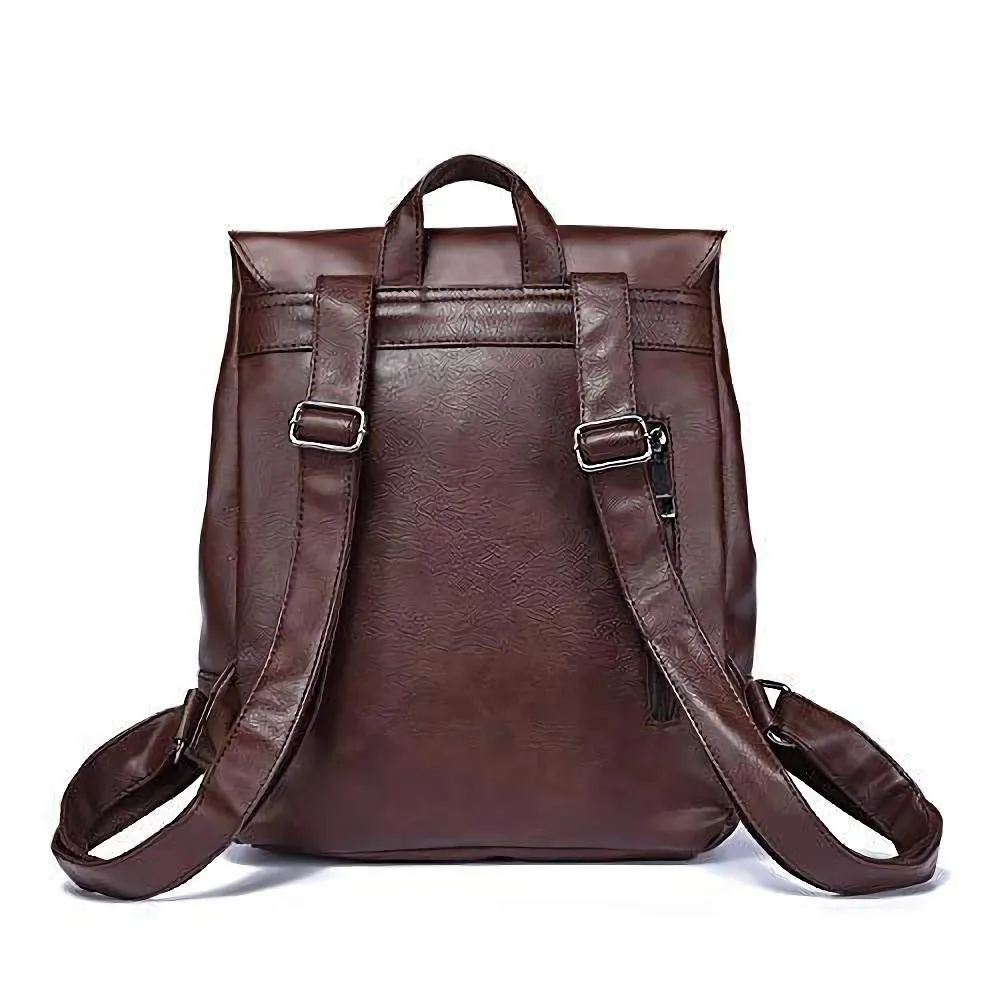 Zebella Vintage Faux Leather Backpack for Women Mens Vegan Leather Back Pack Travel Daypack College Bookbag-Coffee