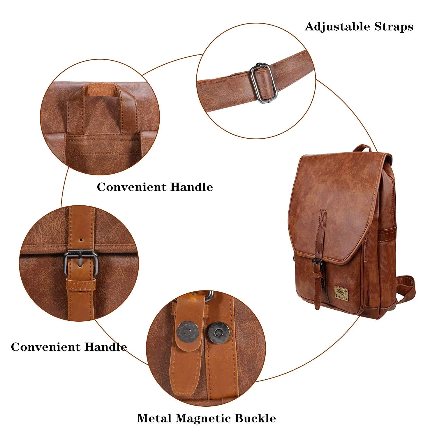 Zebella Women Leather Backpack Purse Fashion PU Causal Daypack School College Bookbag Laptop Bags