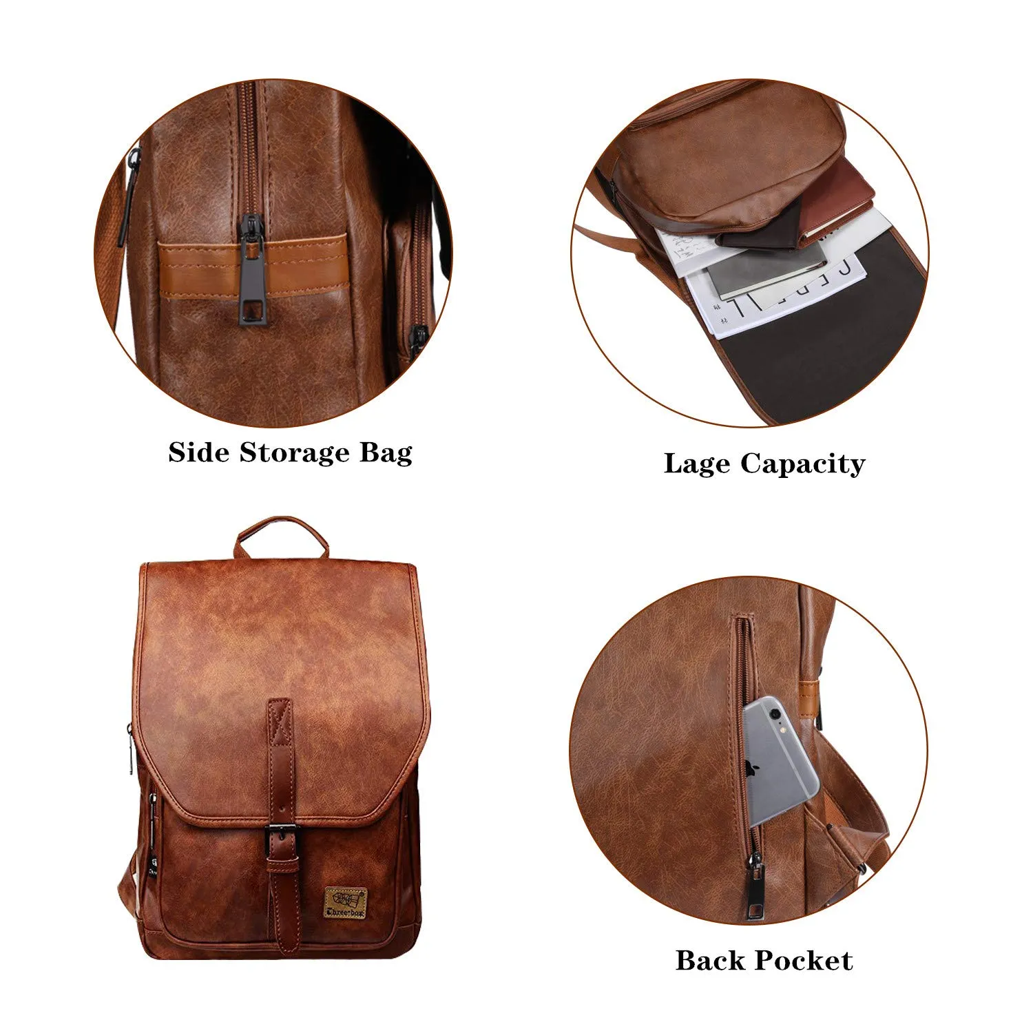 Zebella Women Leather Backpack Purse Fashion PU Causal Daypack School College Bookbag Laptop Bags