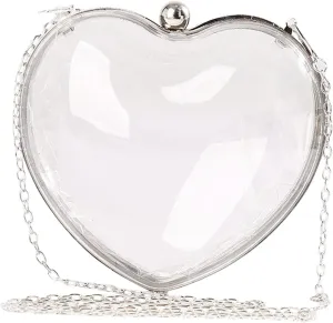 Zylione Fashion Transparent Love Bag Handheld Women Acrylic Bag Heart Handheld Dinner Bag Satchel Bags for School